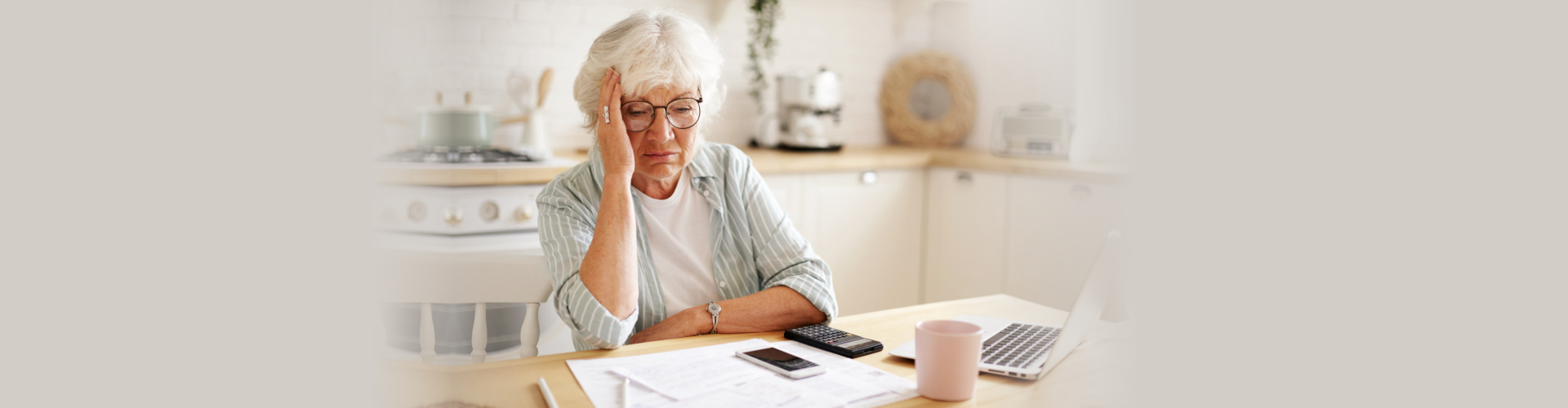 Sad frustrated senior woman pensioner having depressed look,